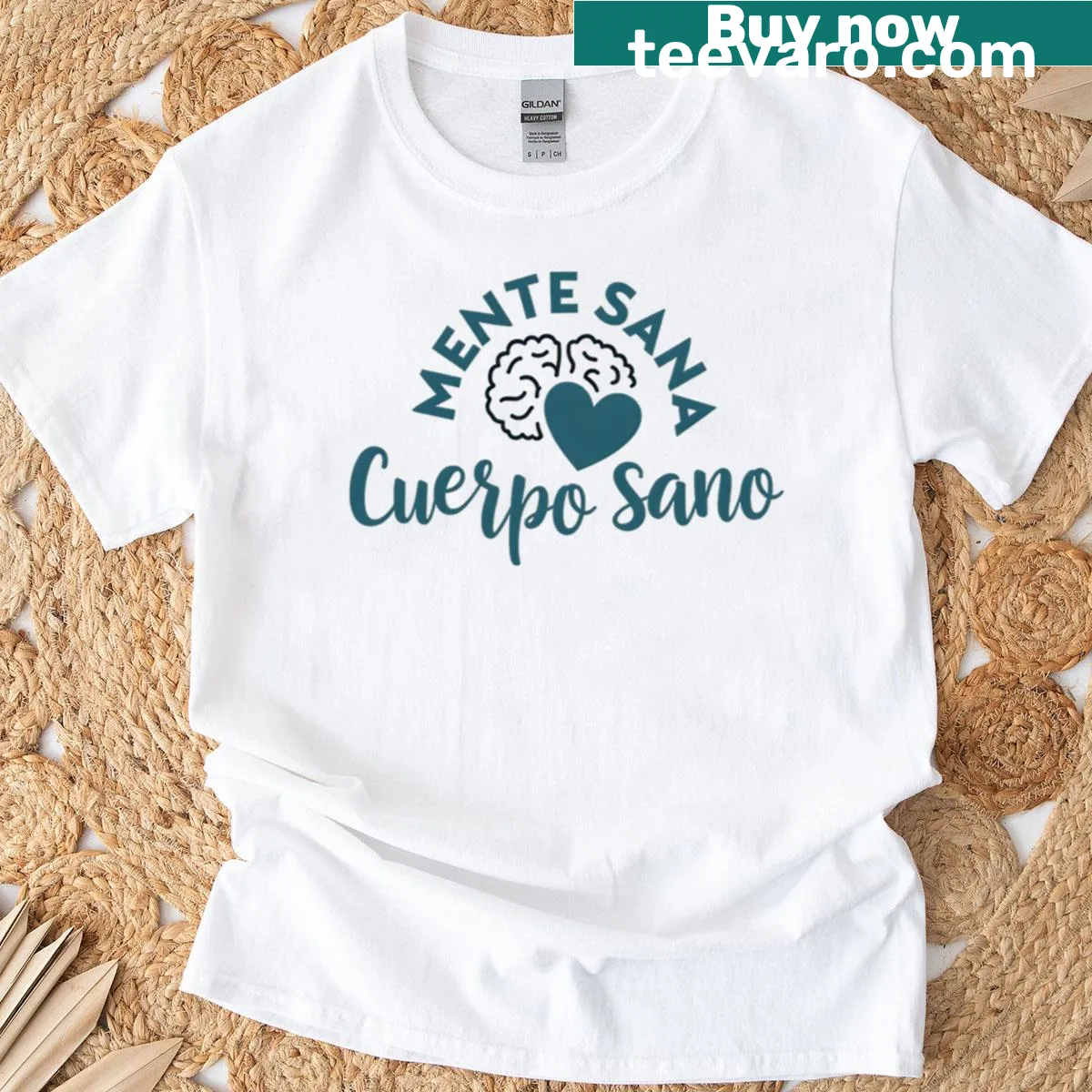 Inspirational Healthy Mind Healthy Body t-shirt with motivational text — on a men's t-shirt