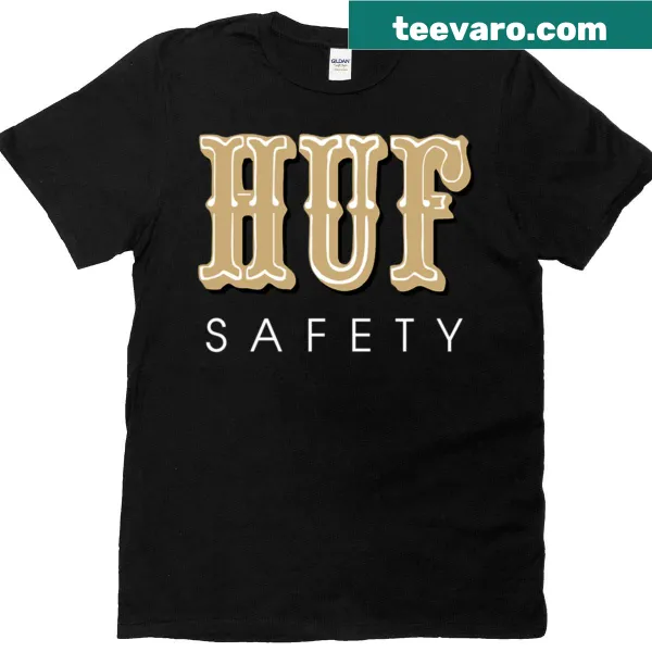 Bold typography t-shirt promoting safety awareness
