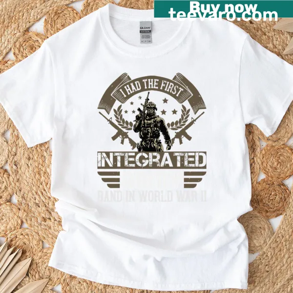 Oversized tee with the phrase about the first integrated army band in WWII