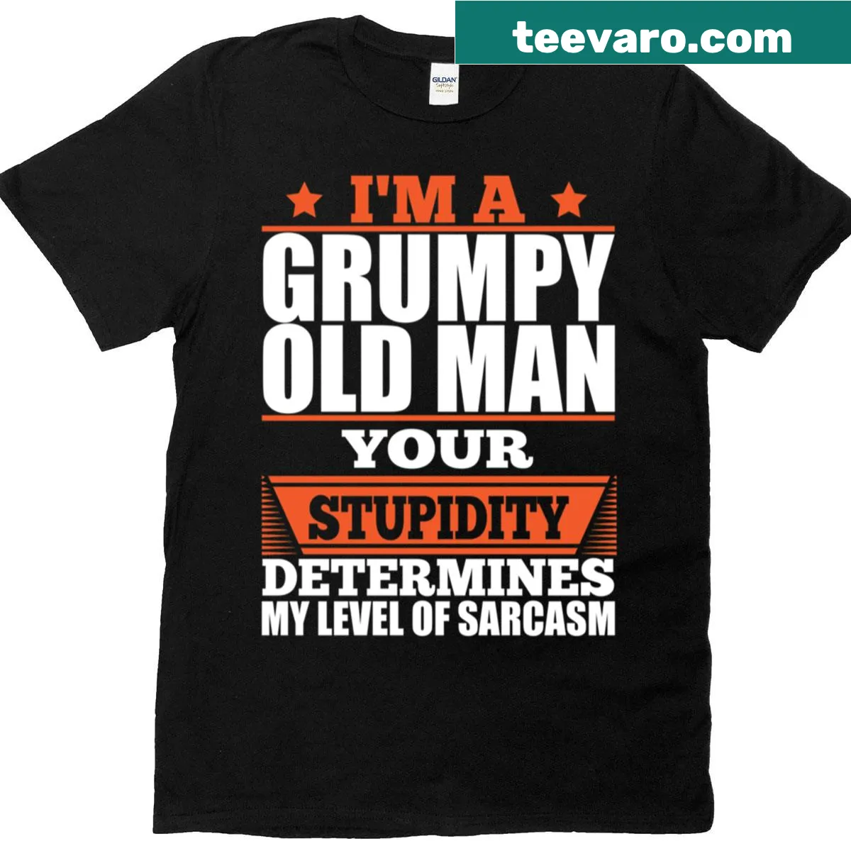 Grumpy Old Man t-shirt with bold text design — on a men's t-shirt