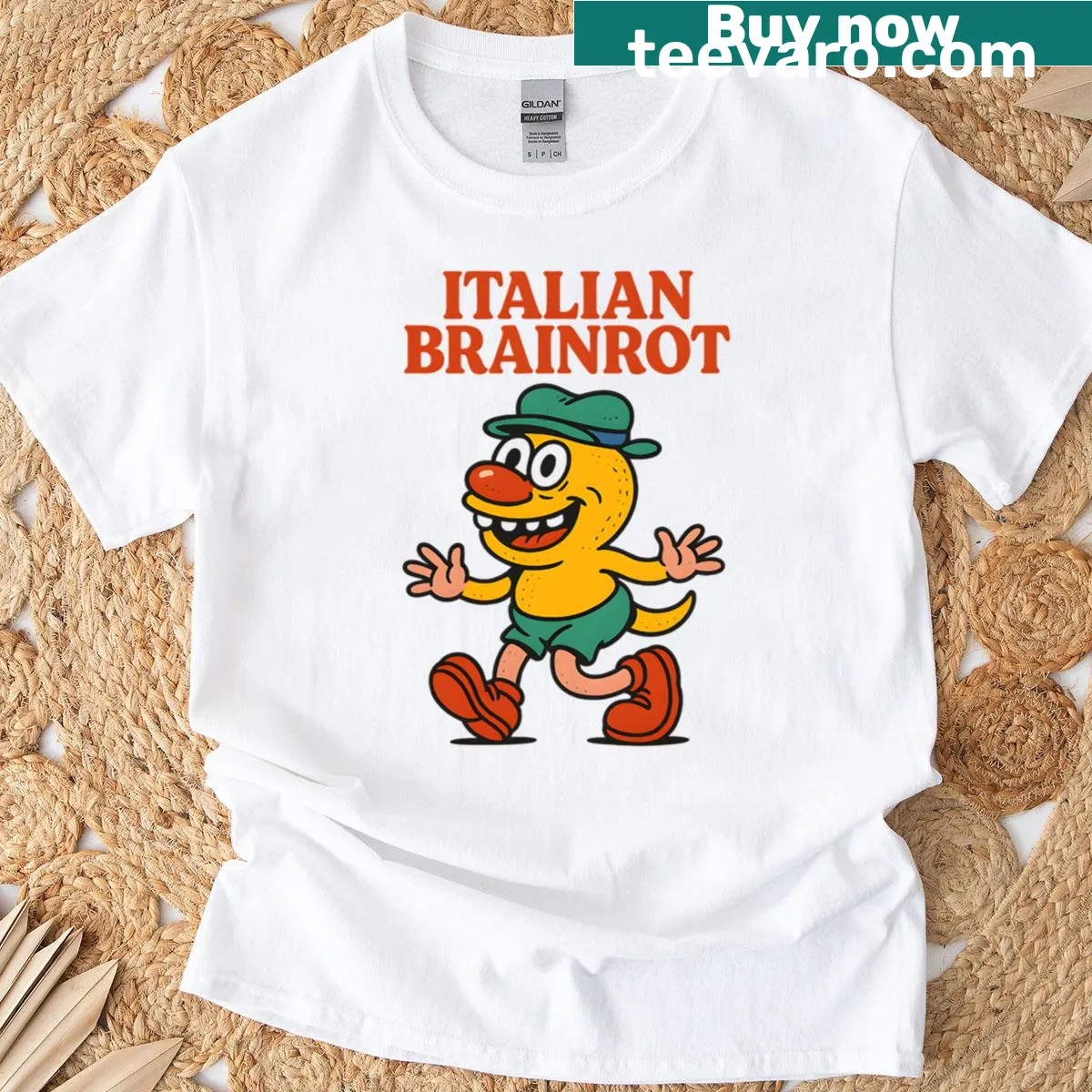 Retro-style T-shirt with surreal graphics and unique design — on a men's t-shirt