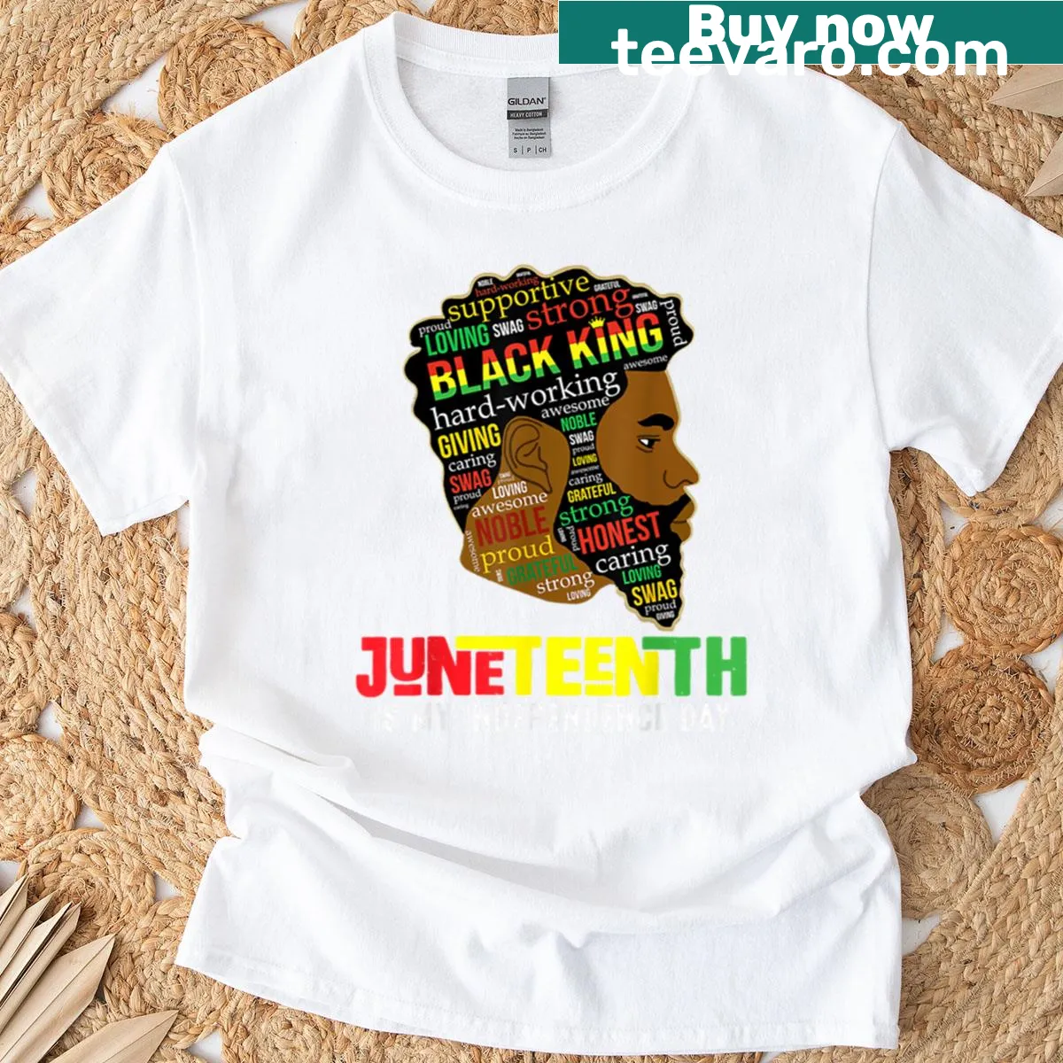 Juneteenth Independence Day t-shirt with bold typography for men — on a men's t-shirt