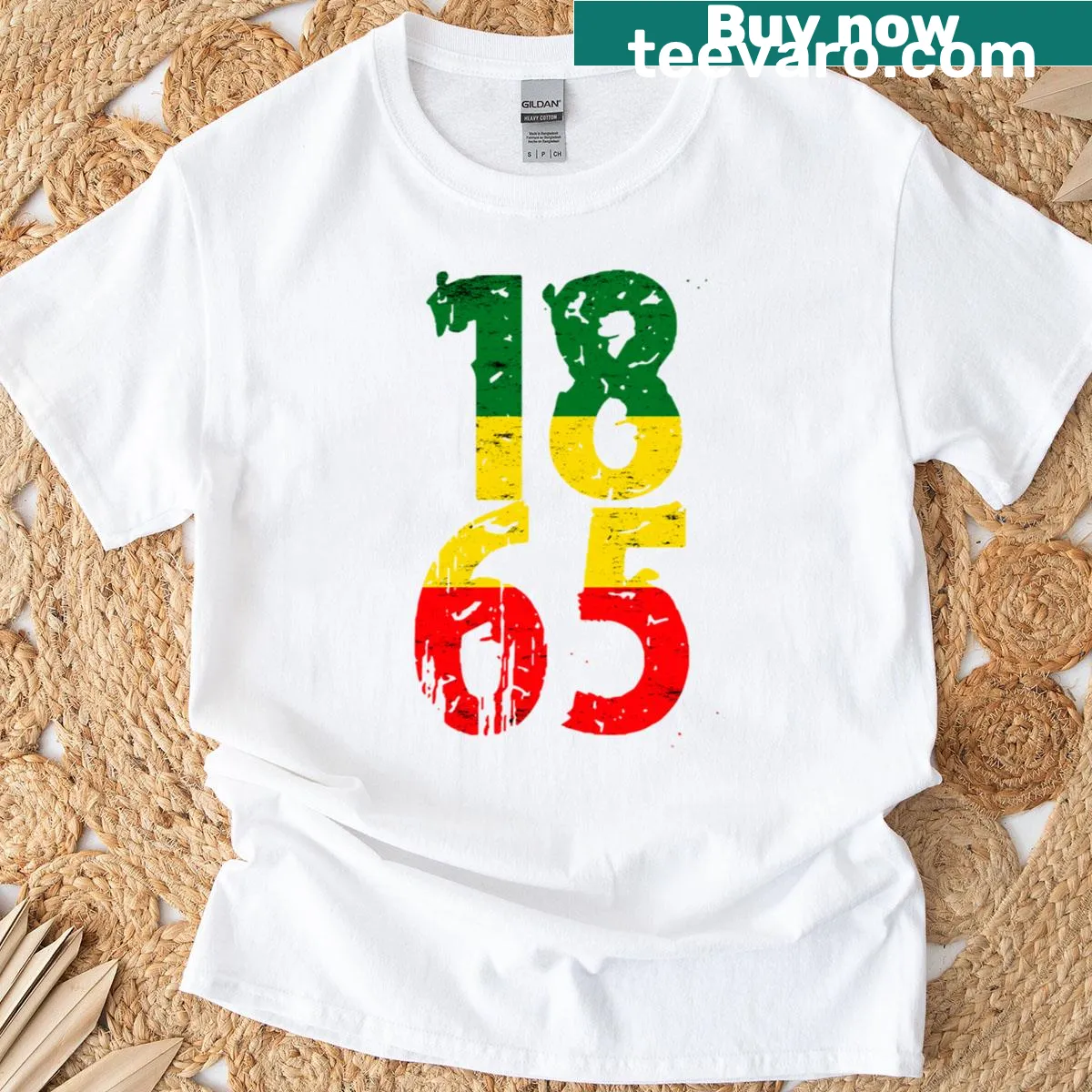 Juneteenth 1865 grunge t-shirt with vintage design — on a men's t-shirt