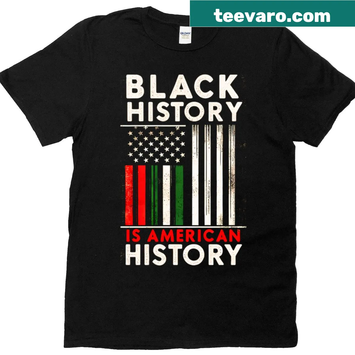 T-shirt with the message that Black history is American history — on a men's t-shirt