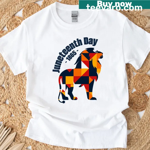Juneteenth Day t-shirt with a proud lion illustration from 1865