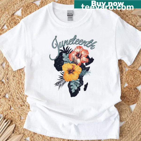 Juneteenth t-shirt with African-inspired floral design