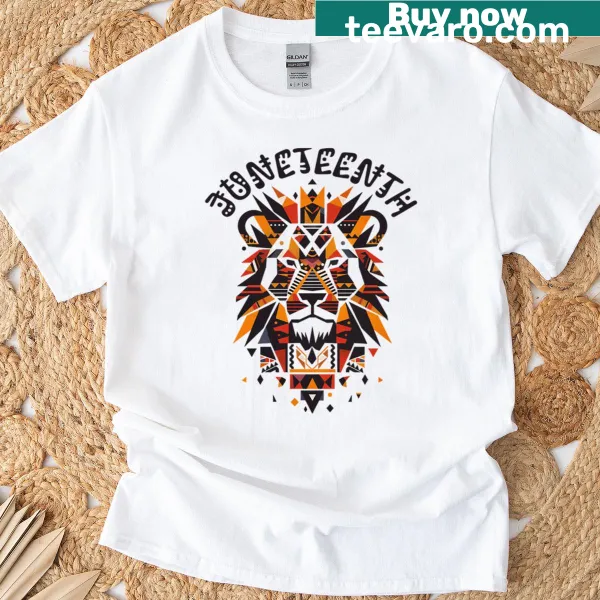 Juneteenth t-shirt with a lion design symbolizing strength and freedom