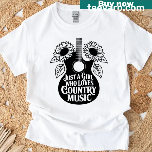 Guitar illustration on a country music themed T-shirt