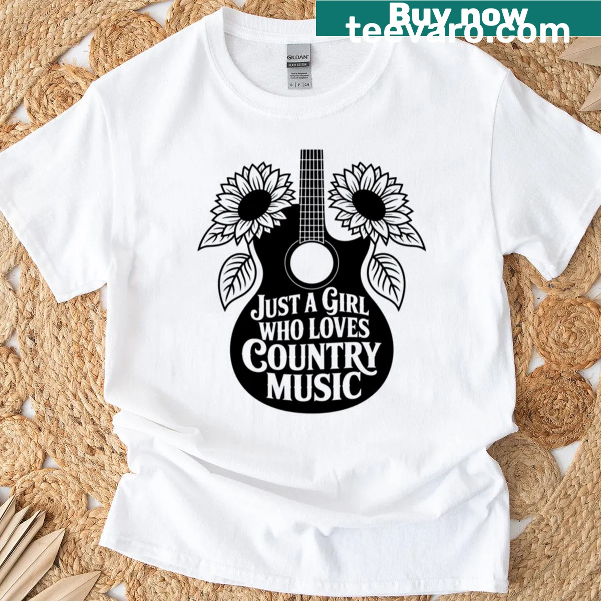 Guitar illustration on a country music themed T-shirt — on a men's t-shirt