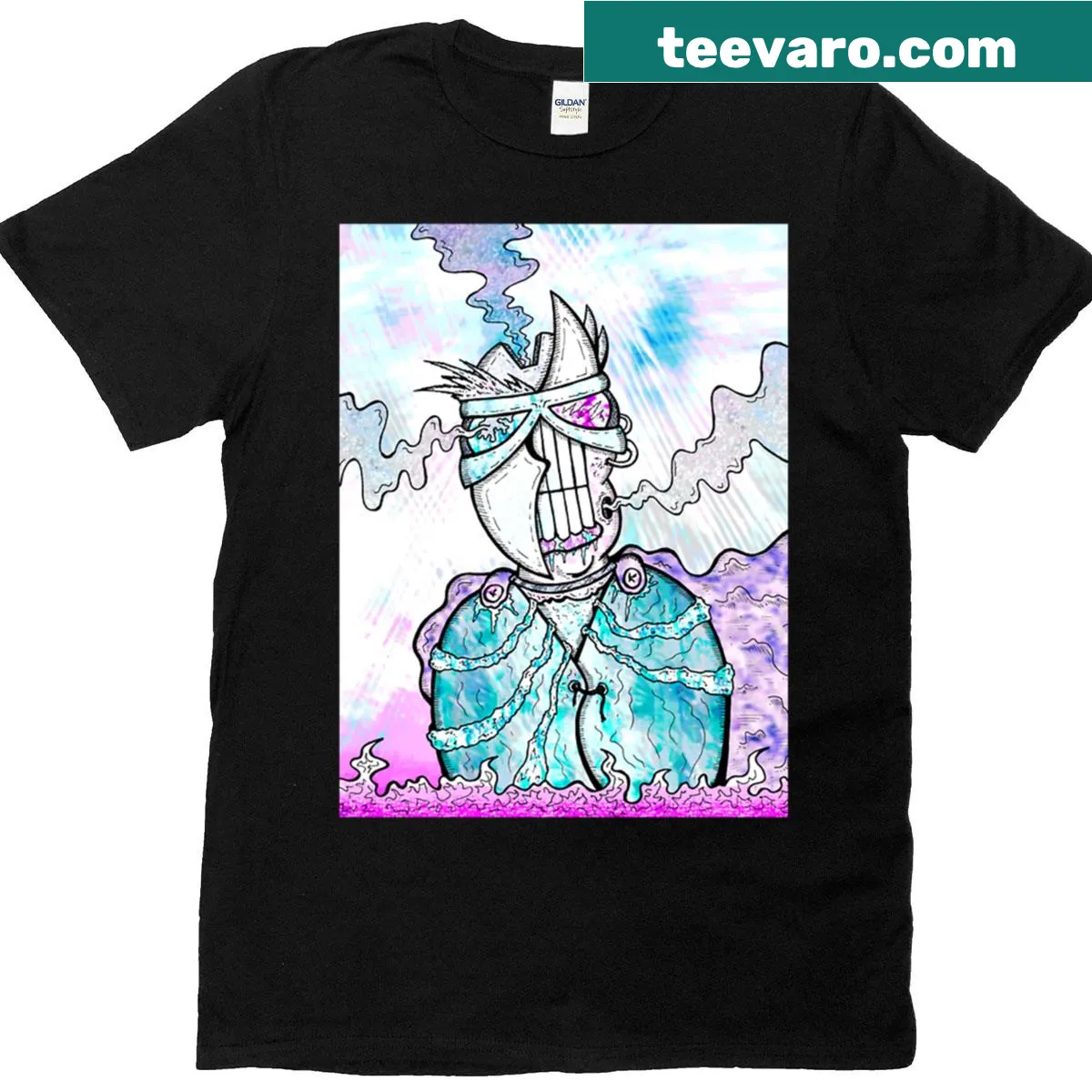 Light-mesh warrior illustration T-shirt for fantasy fans — on a men's t-shirt