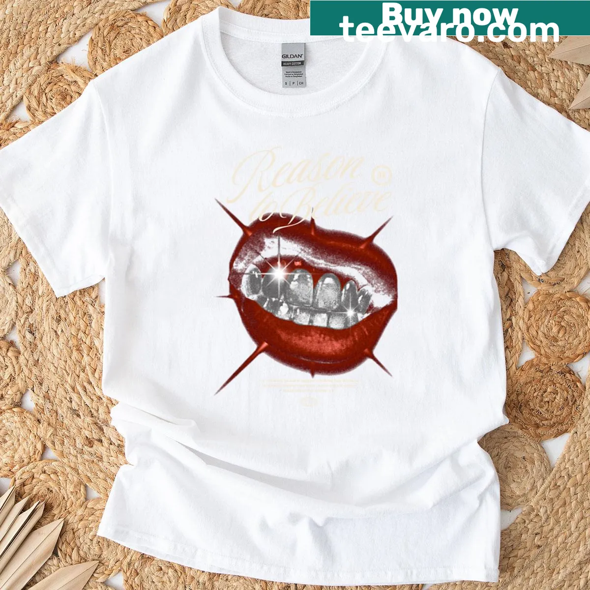 Artistic t-shirt design featuring lips in a creative style — on a men's t-shirt