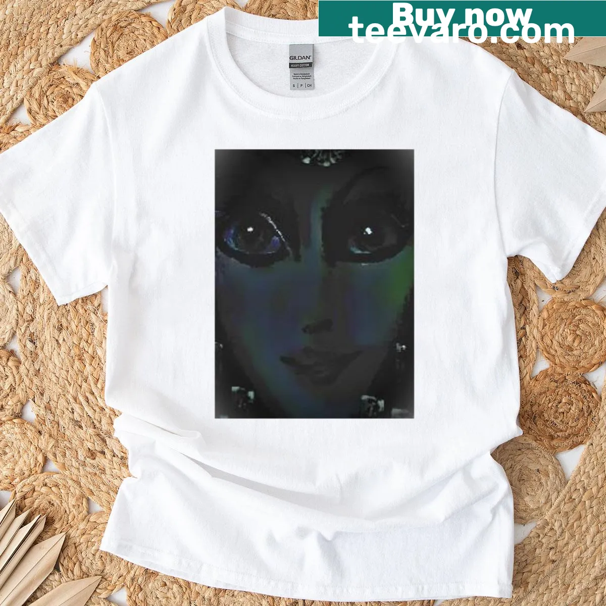 Illustrated woman portrait design on a T-shirt — on a men's t-shirt