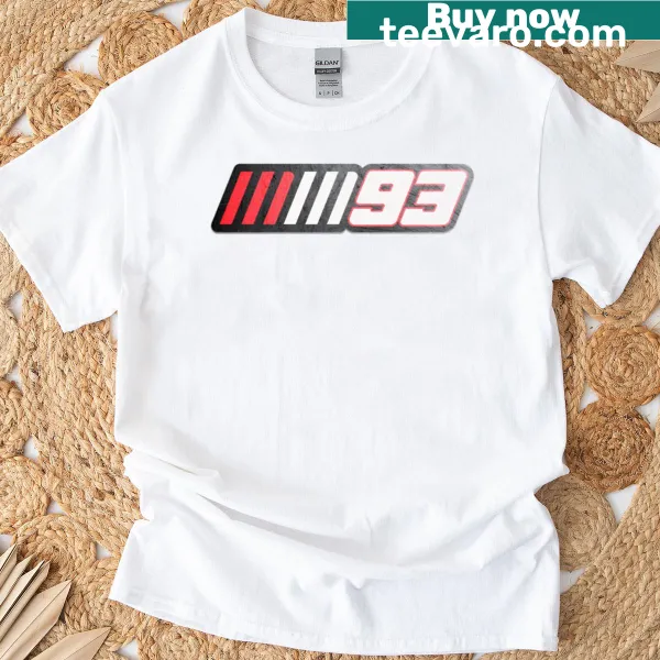 Grunge-style Marc Marquez 93 graphic on a T-shirt