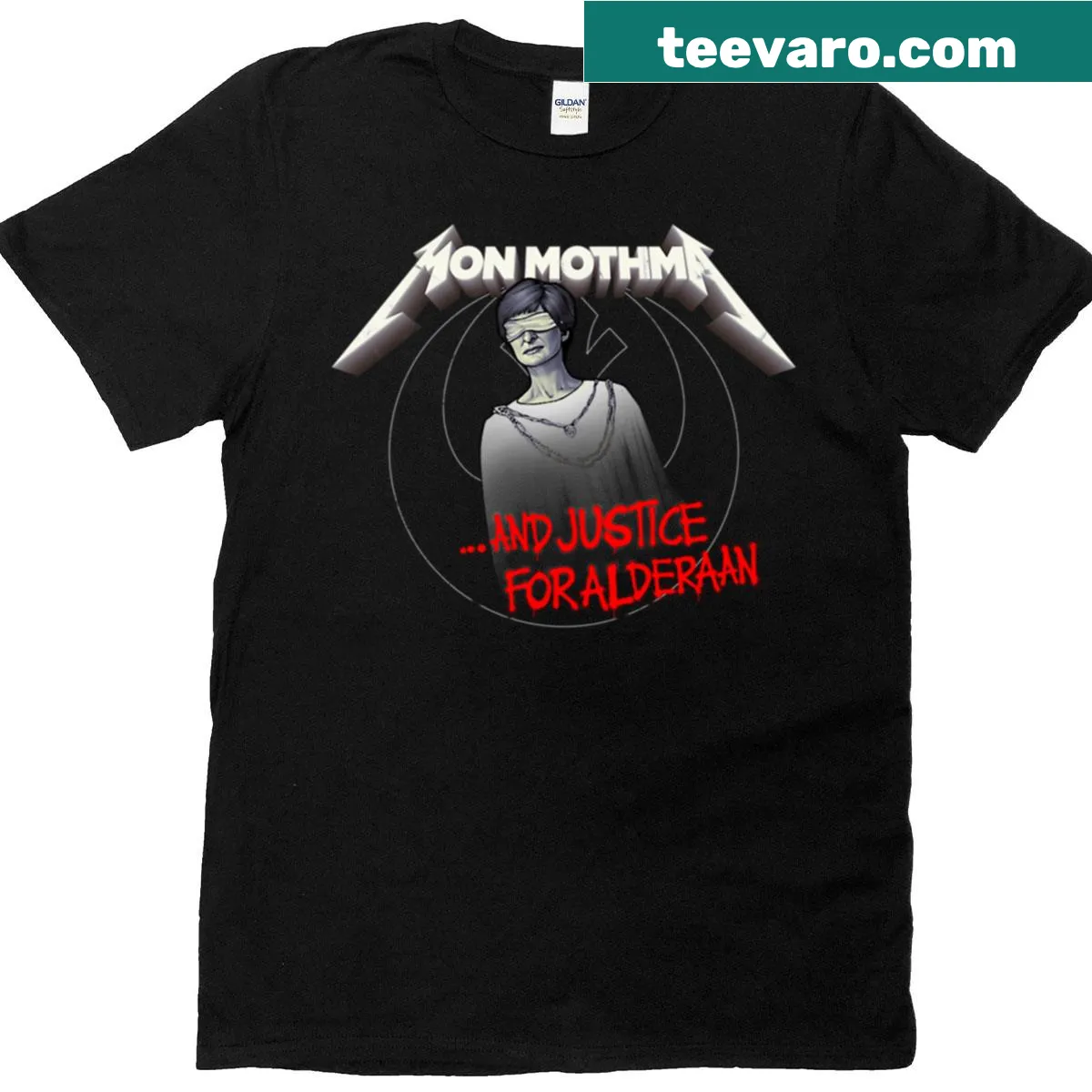Mon Mothma t-shirt with artistic character illustration — on a men's t-shirt