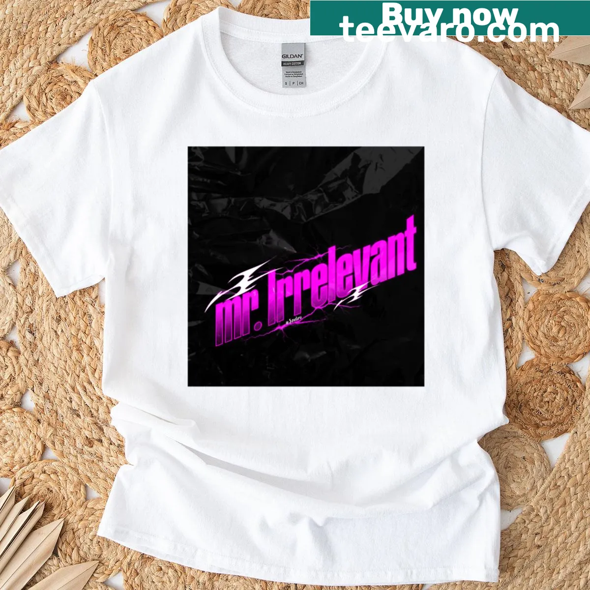 Sarcastic typography design on Mr Irrelevant T-shirt — on a men's t-shirt