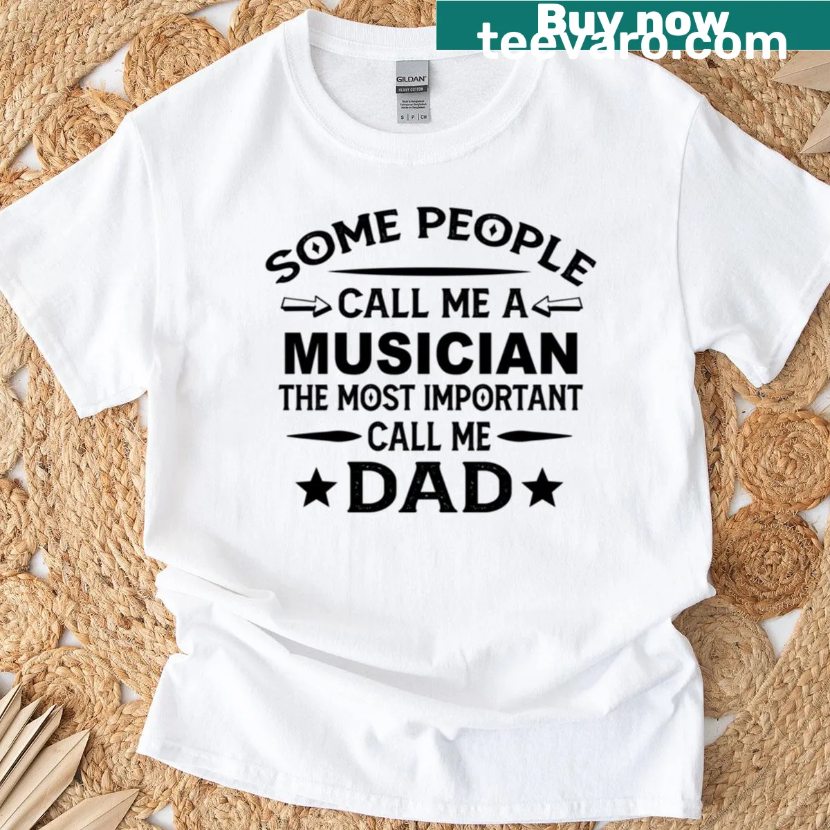 Typography T-shirt celebrating musician dads with heartfelt design — on a men's t-shirt