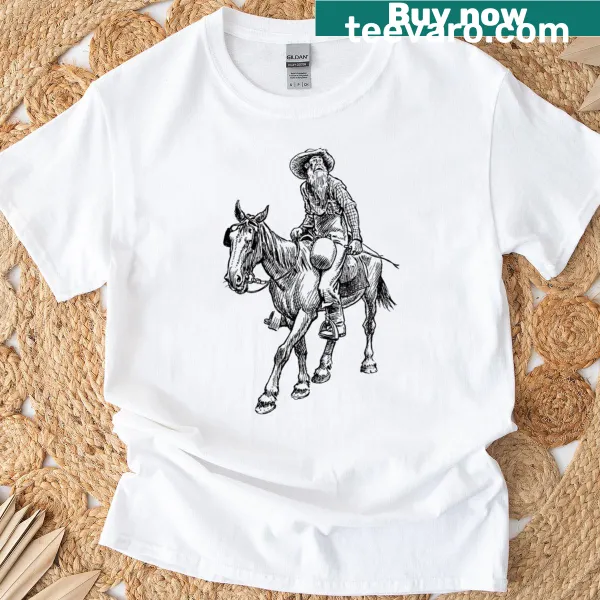 Vintage-style oversized T-shirt with prospector graphic