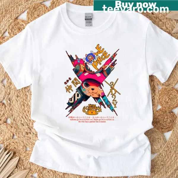 Illustration of the Straw Hat Pirates from One Piece on a T-shirt