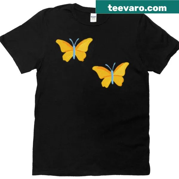 Oversized T-shirt featuring painted butterflies graphic
