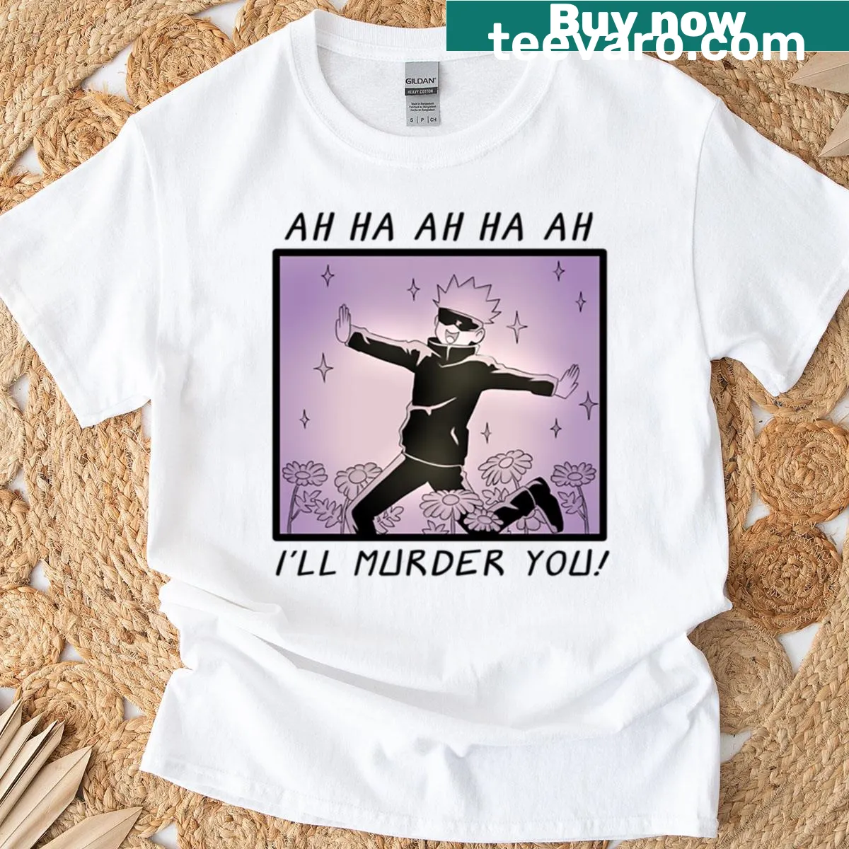 T-shirt featuring a whimsical quote from a sorcerer in stylized typography — on a men's t-shirt