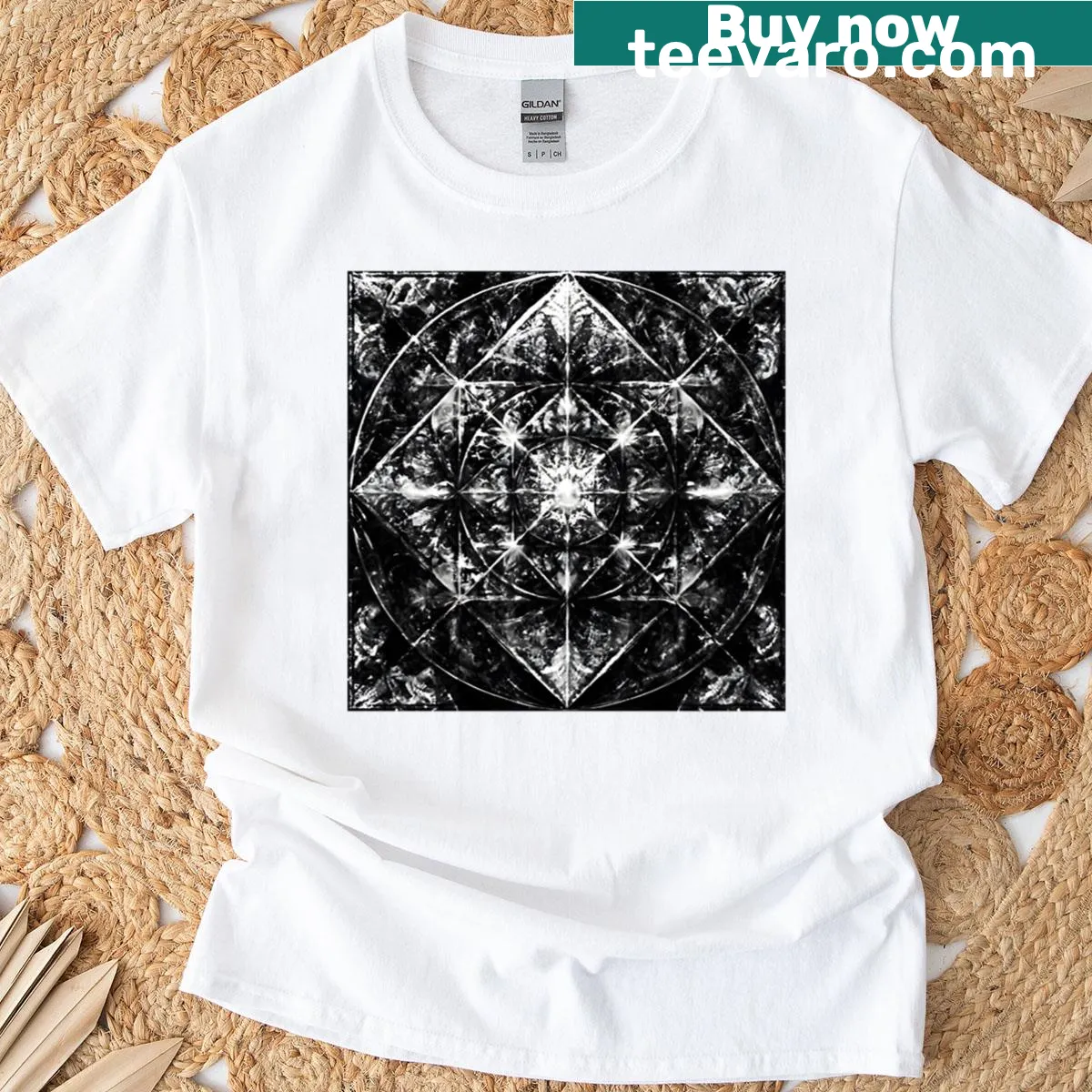 Oversized t-shirt featuring a geometric surge design — on a men's t-shirt