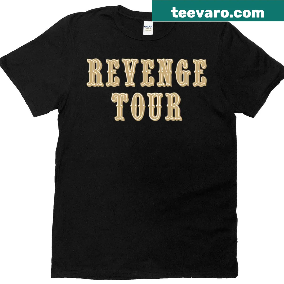 Playful Revenge Tour Kittle T-shirt design — on a men's t-shirt
