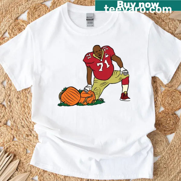 Whimsical T-shirt featuring San Francisco 49ers logo and pumpkins