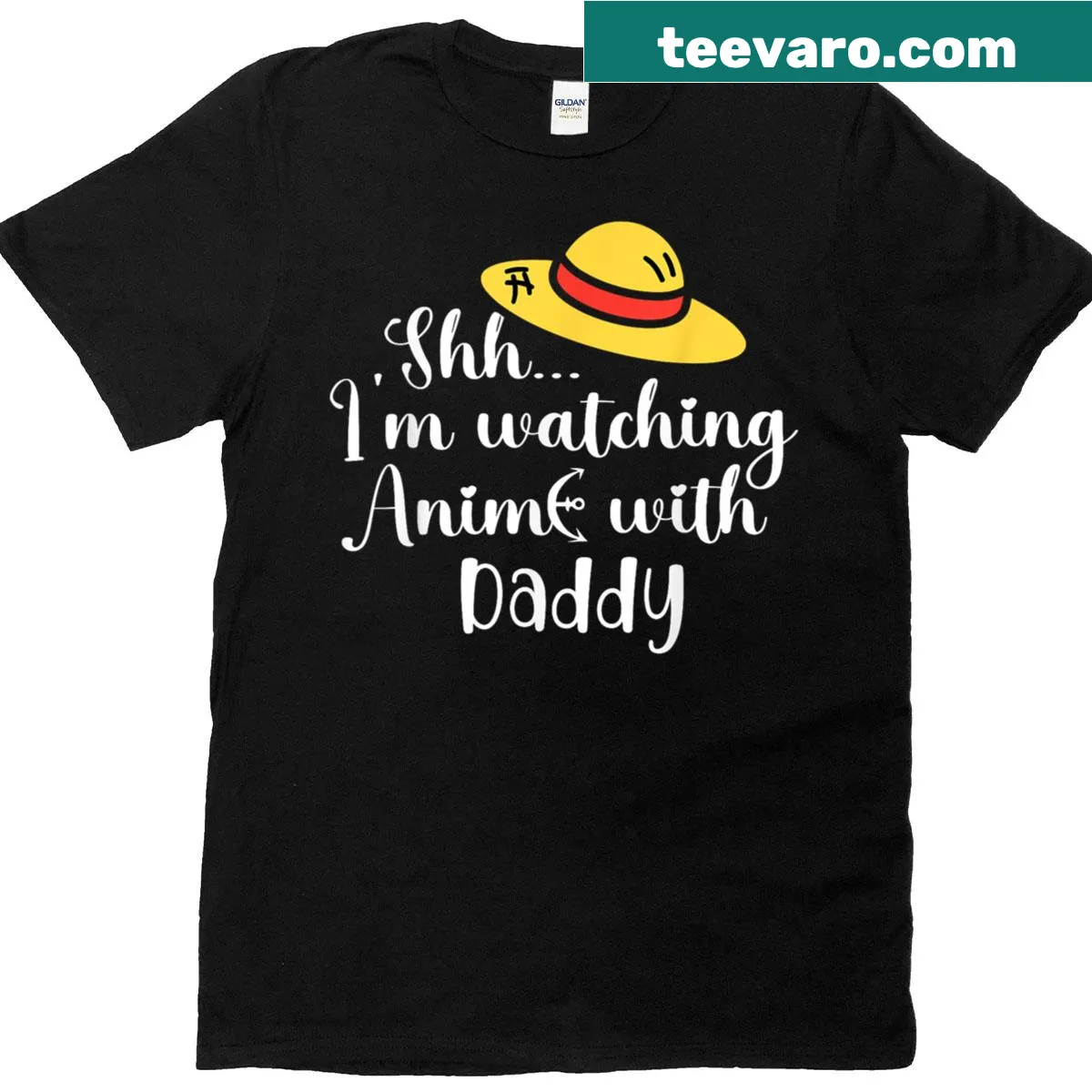 Cute anime-themed T-shirt for dads featuring playful graphics — on a men's t-shirt