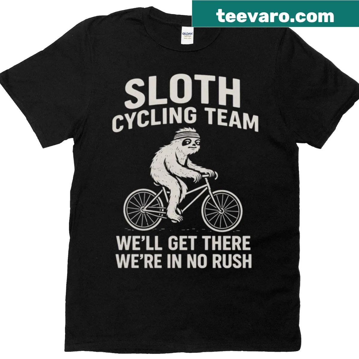 Funny Sloth Cycling Team T-shirt with humorous slogan — on a men's t-shirt