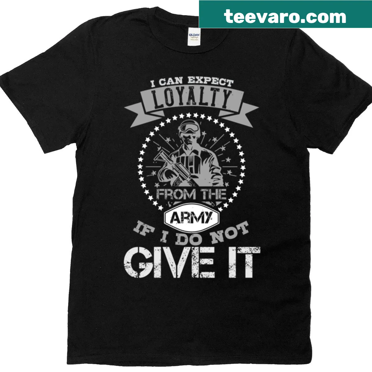 Inspirational T-shirt with loyalty quote for military support — on a men's t-shirt