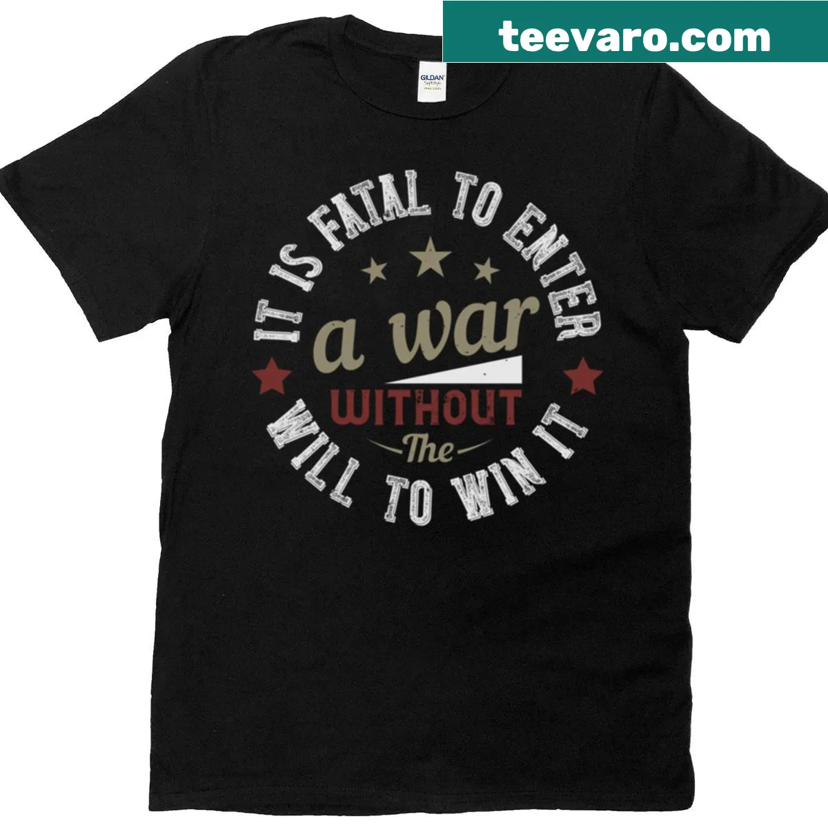 T-shirt with motivational military quote on determination — on a men's t-shirt