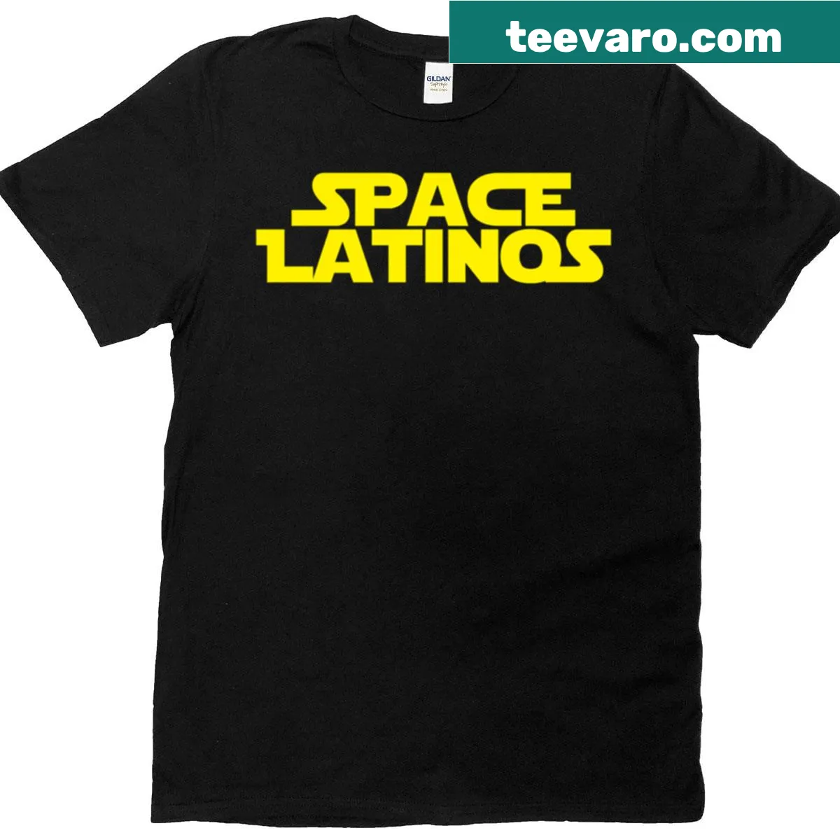 Whimsical space-themed graphic T-shirt for sci-fi lovers — on a men's t-shirt