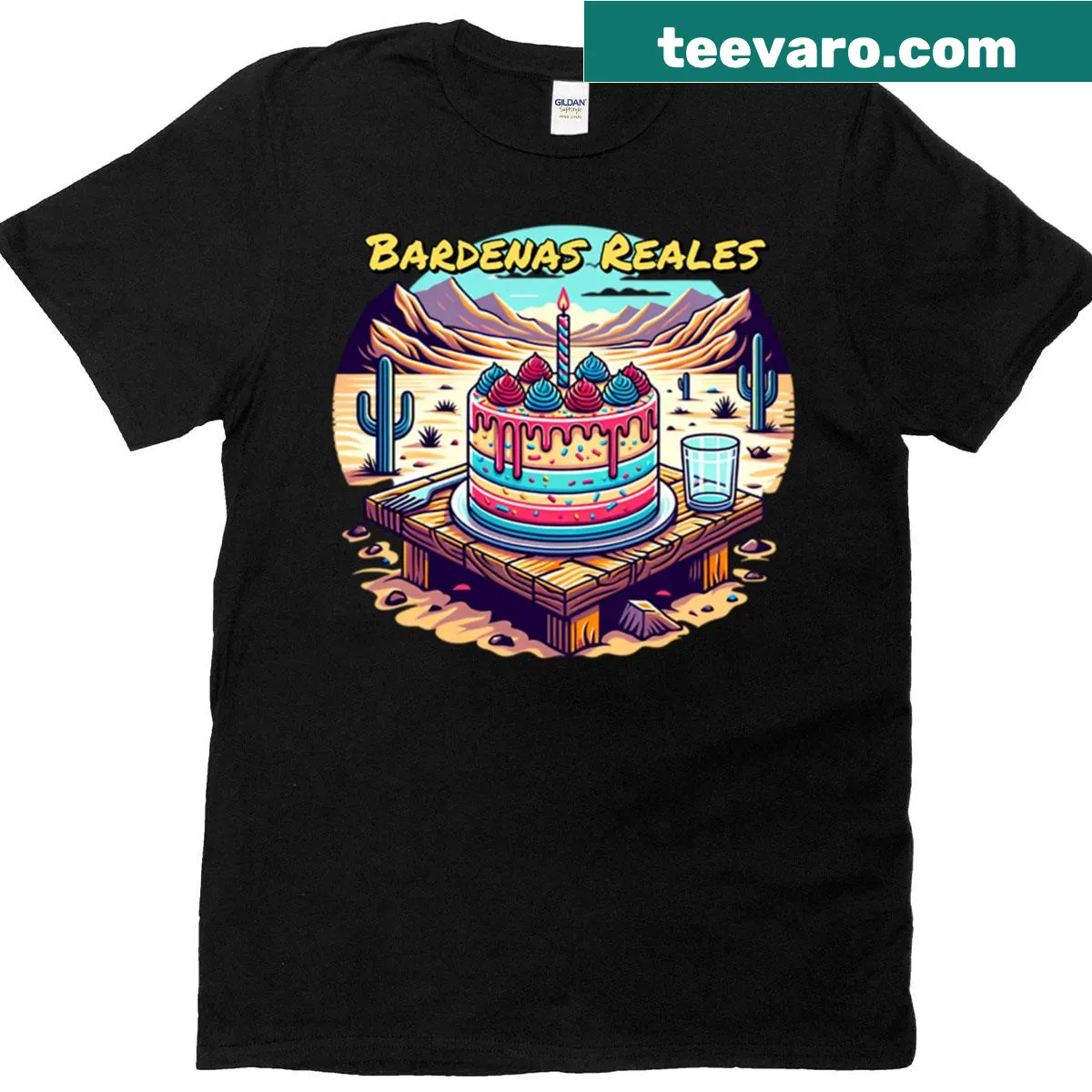 Typography design for Bardenas Reales with text-centric graphics — on a men's t-shirt