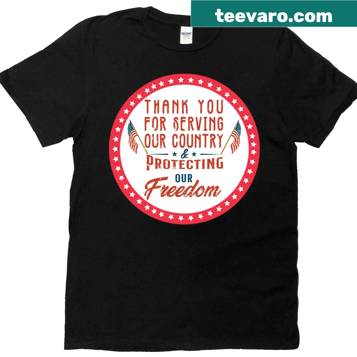 Oversized t-shirt with a bold 'Thank You Veterans' print — on a men's t-shirt
