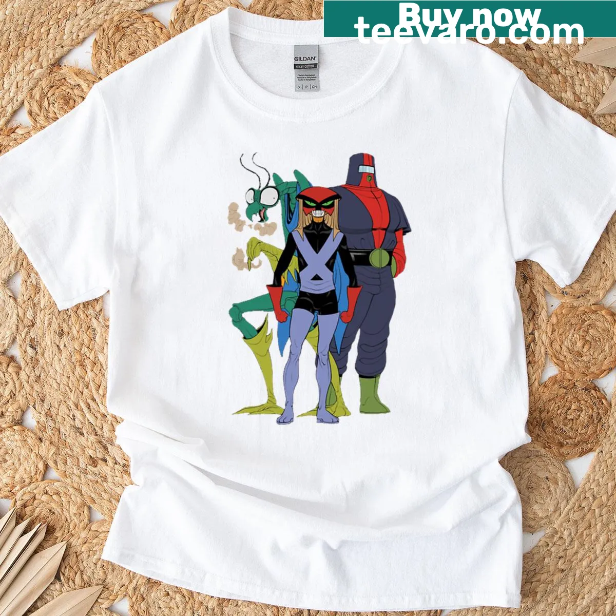 T-shirt featuring characters from The Brak Show in cartoon style — on a men's t-shirt