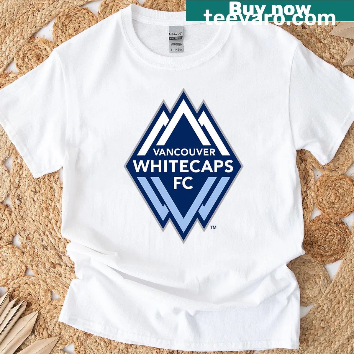 T-shirt featuring the Vancouver city logo — on a men's t-shirt