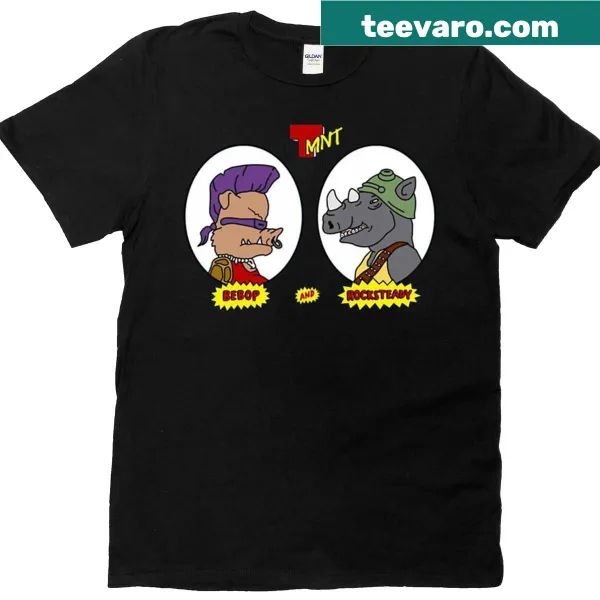 T-shirt featuring classic illustrations of Beavis and Butthead with TMNT