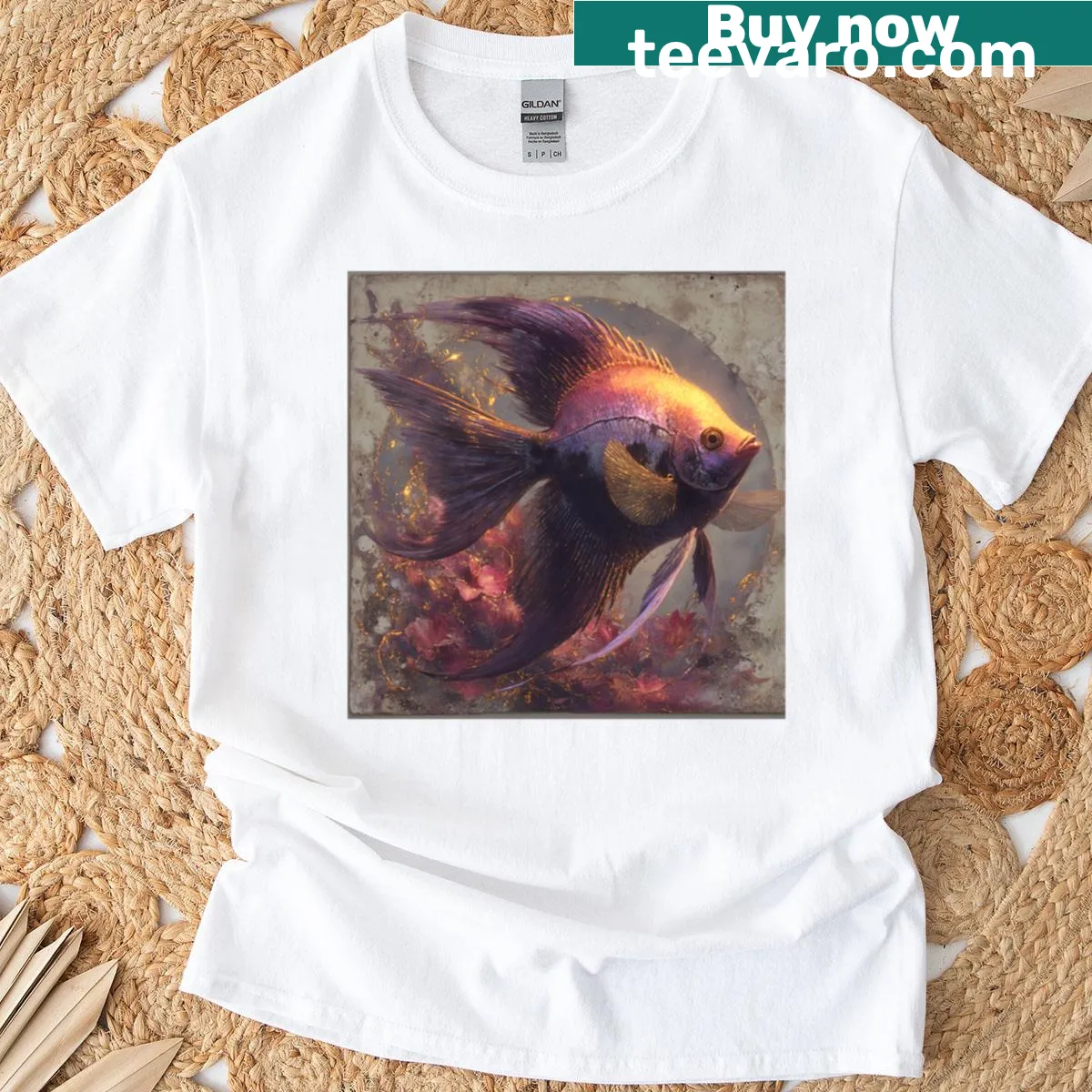 T-shirt featuring an enchanting aquatic design with marine life — on a men's t-shirt