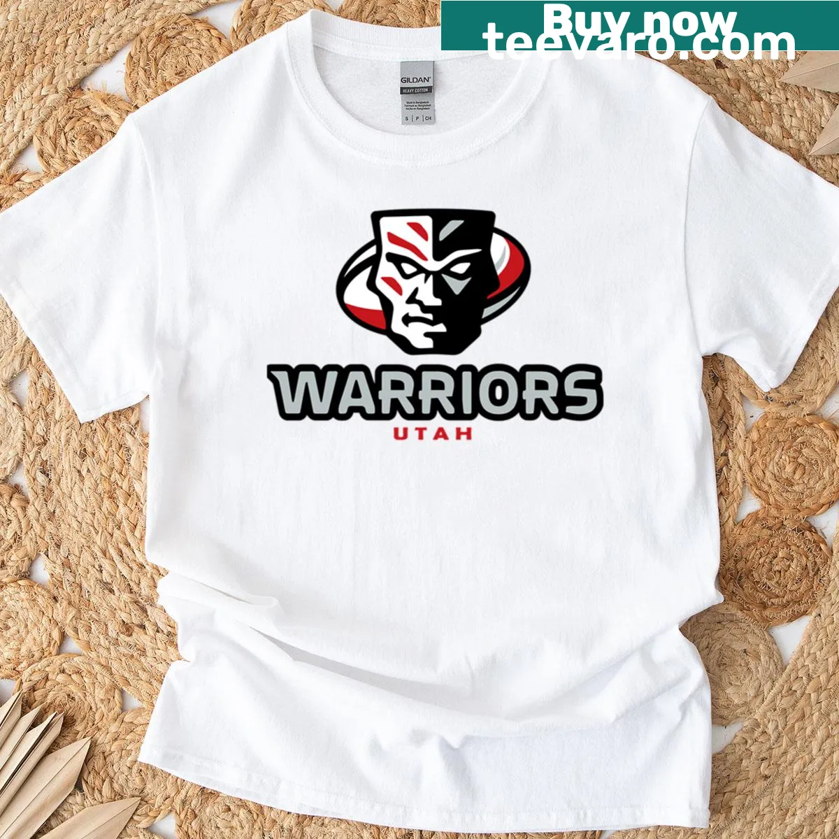 Rugby t-shirt featuring the Utah Warriors logo in bold illustration — on a men's t-shirt