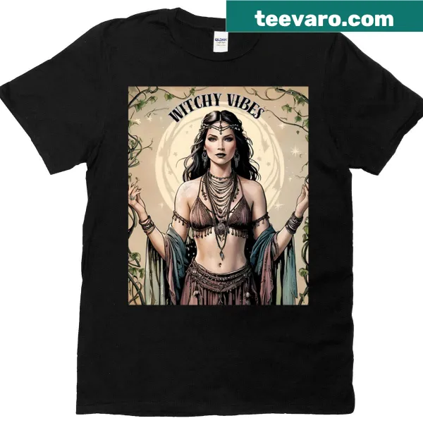 Charming Witchy Vibes t-shirt with whimsical graphics