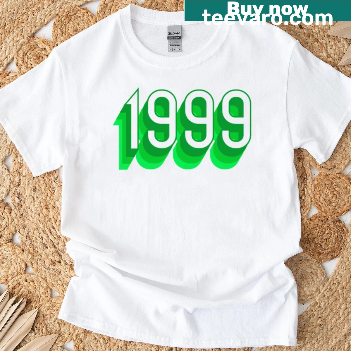 Simple t-shirt featuring the year 1999 — on a men's t-shirt