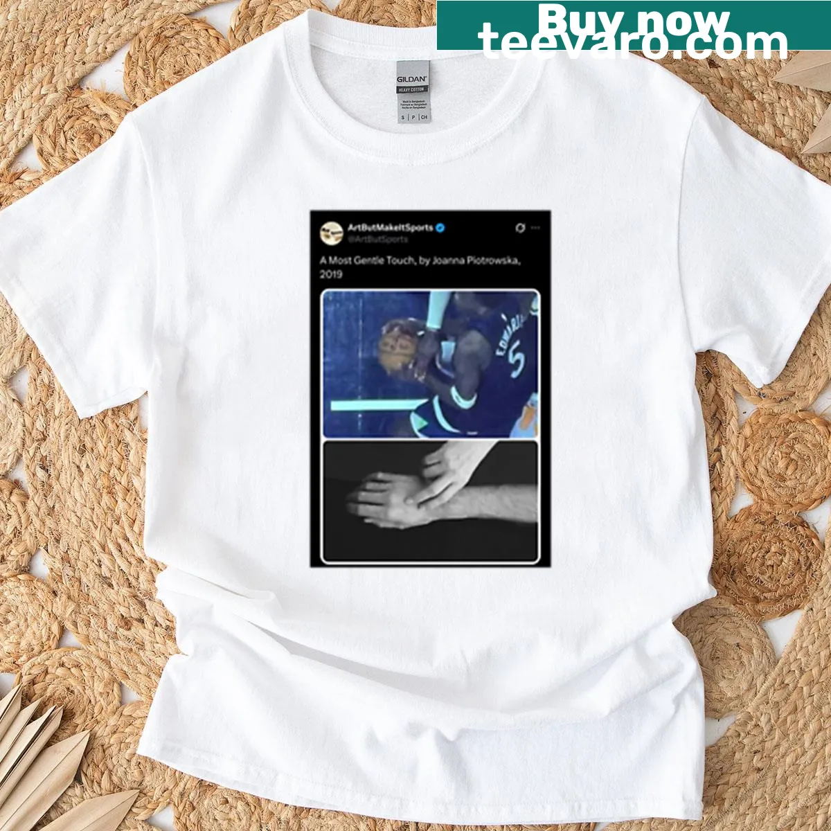 Sentimental T-shirt with the phrase about gentle touch — on a men's t-shirt