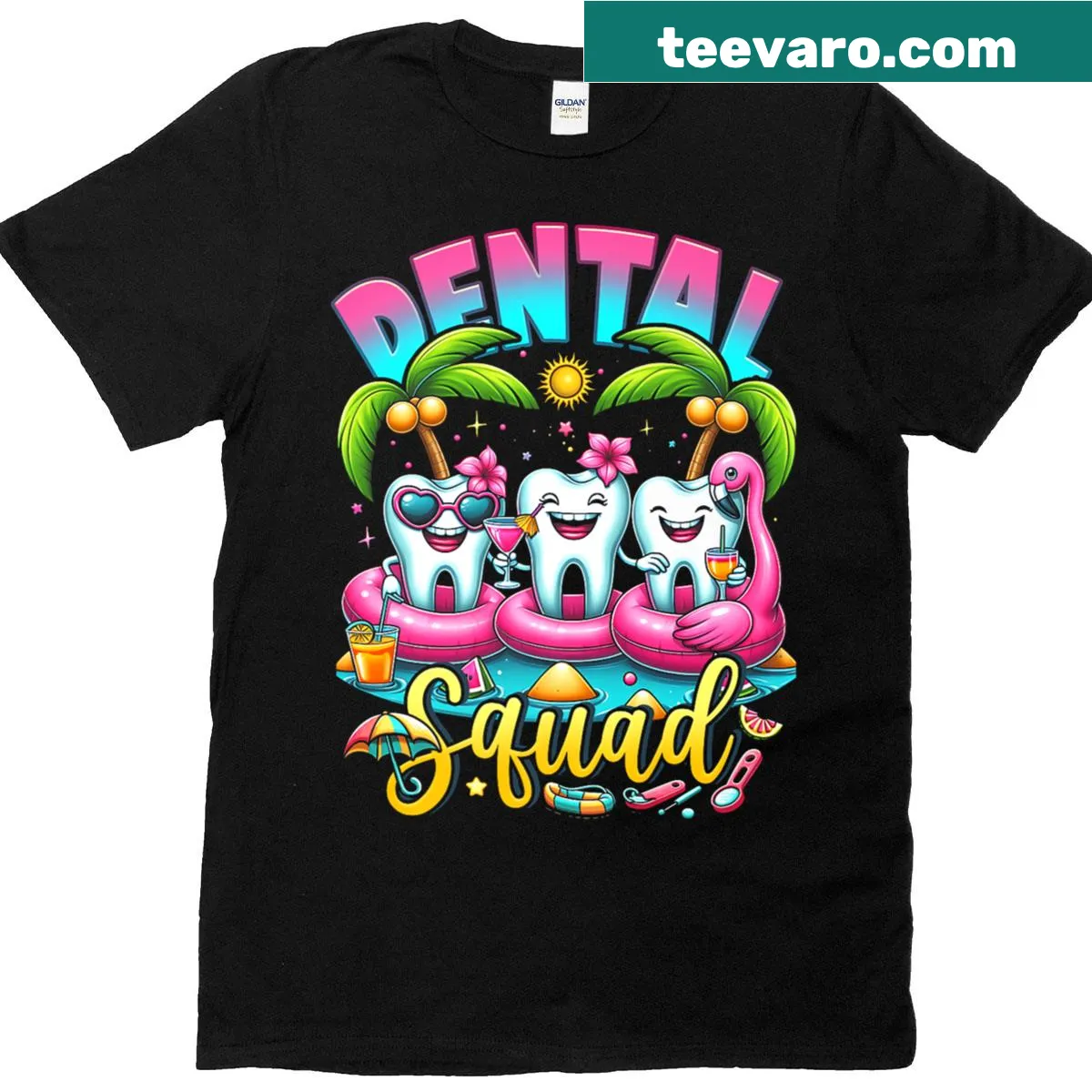 T-shirt celebrating dental hygienists with a happy summer design — on a men's t-shirt