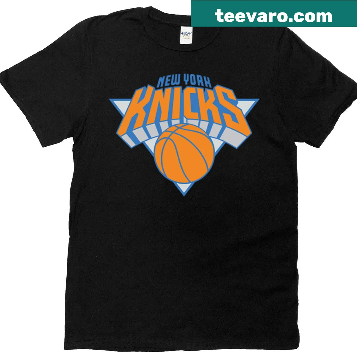 T-shirt featuring the New York Knicks logo design — on a men's t-shirt