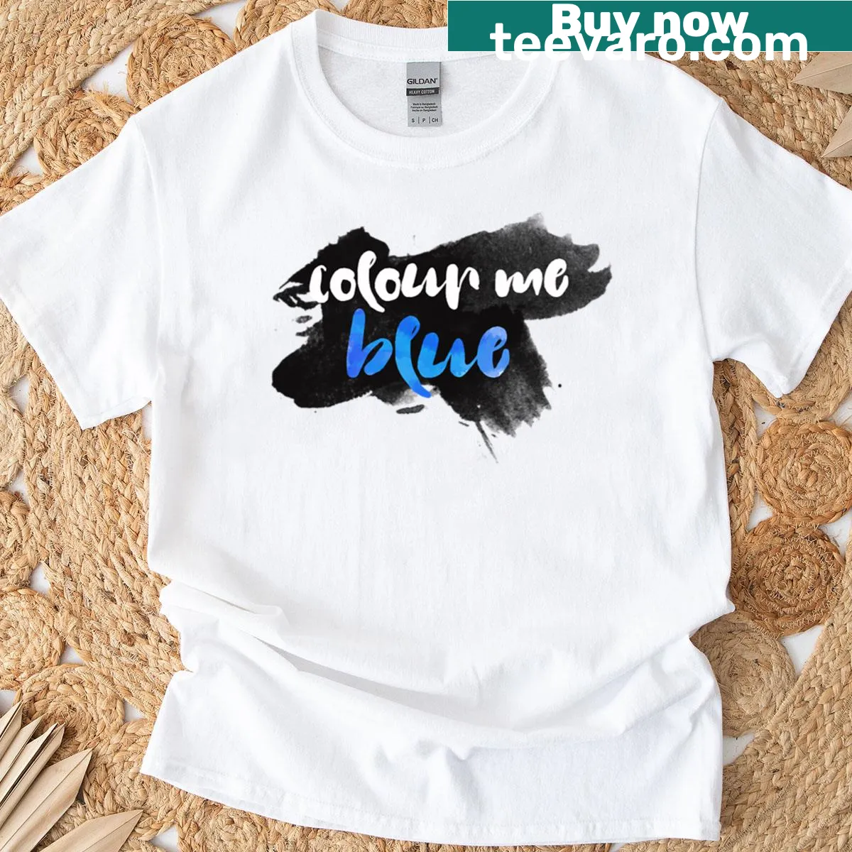 Classic blue T-shirt without graphic design — on a men's t-shirt