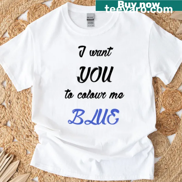 Playful graphic inspired by Troye Sivan's 'Blue' on a t-shirt