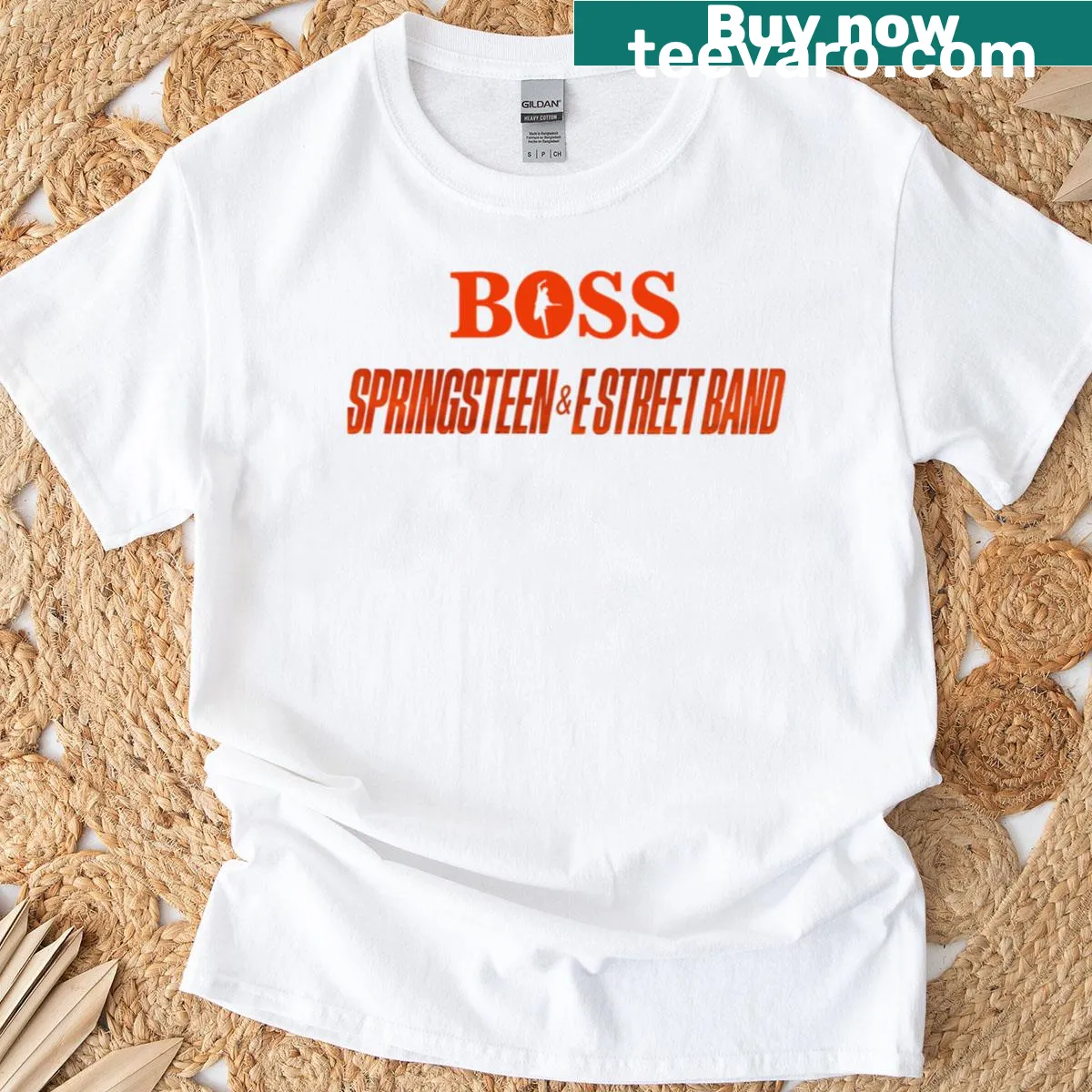 T-shirt featuring 'Boss' in bold typography — on a men's t-shirt