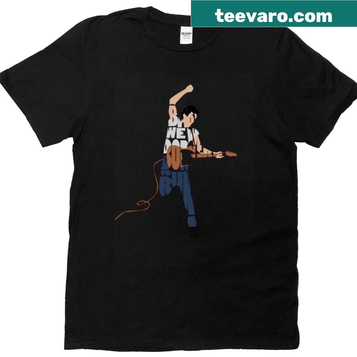 Bruce Springsteen typography art T-shirt — on a men's t-shirt
