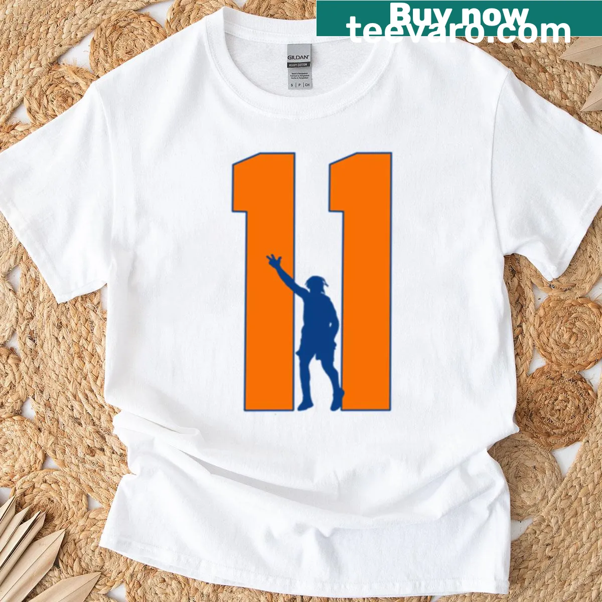 Brunson 11 Knicks T-shirt featuring bold basketball graphics — on a men's t-shirt
