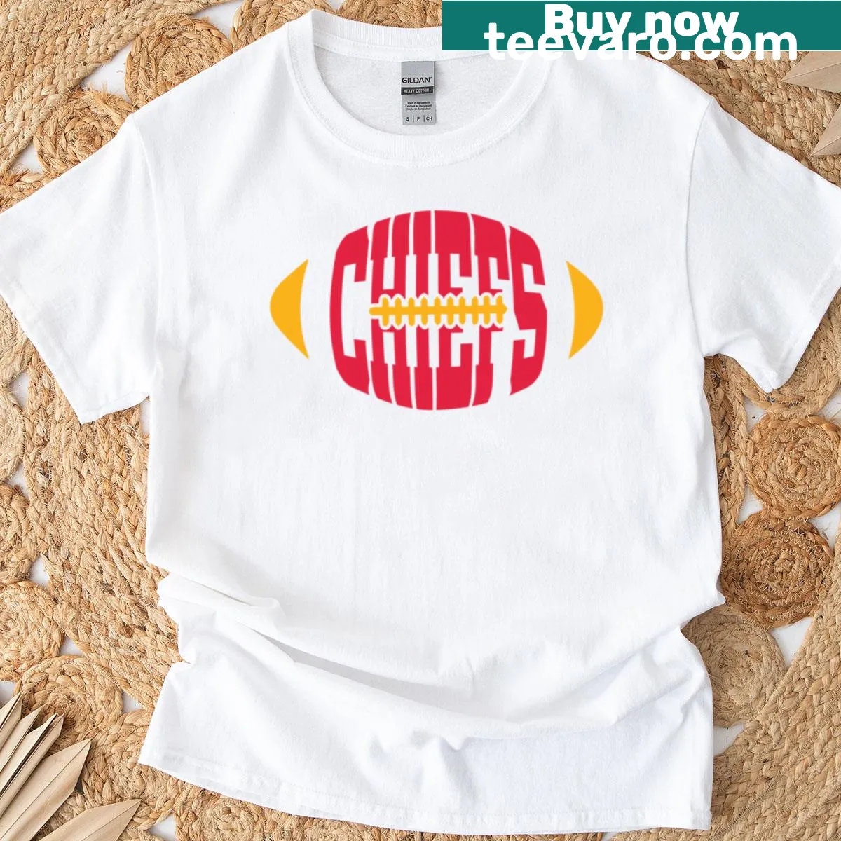 Classic Chiefs Football graphic on t-shirt for team supporters — on a men's t-shirt